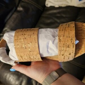 Cork and Gold Accent Sandals